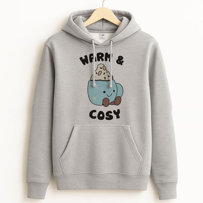 Hot Cocoa Plush Quote Unisex Grey Hoodie