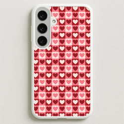 Pink Tartan Love Hearts Pattern Galaxy S25FE Case