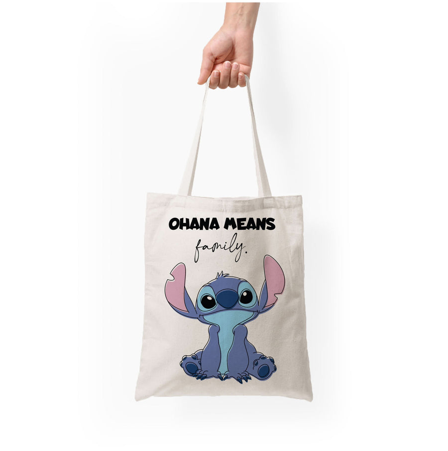 Ohana Means Family Pink Tote Bag