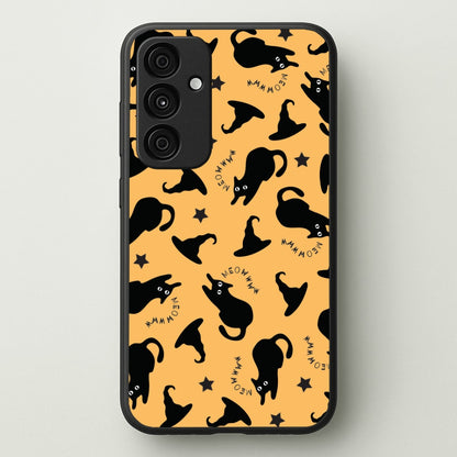 Black Cat And Hats Pattern Galaxy A55 Case