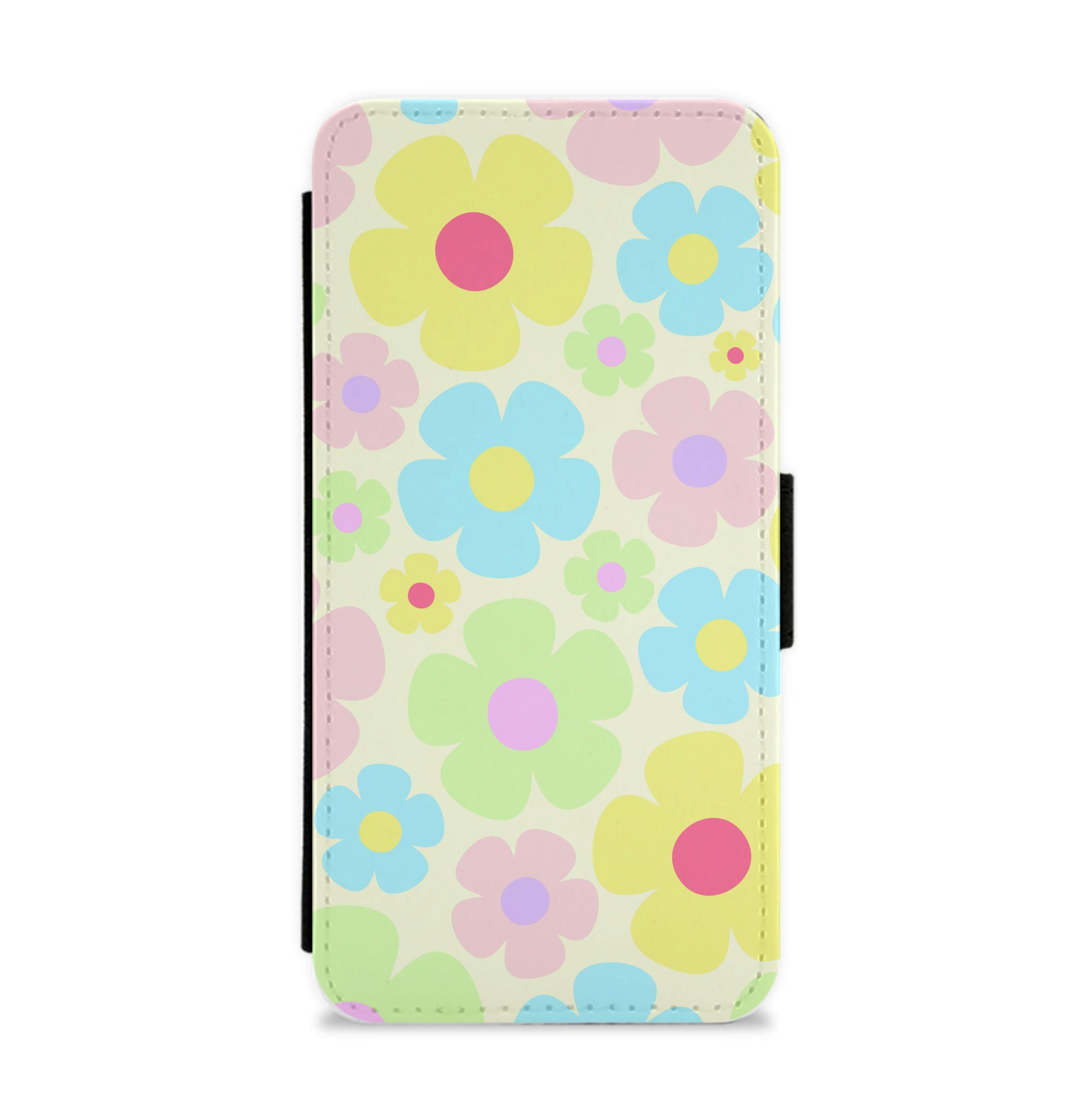 Rainbow Flowers Pattern Flip / Wallet Phone Case