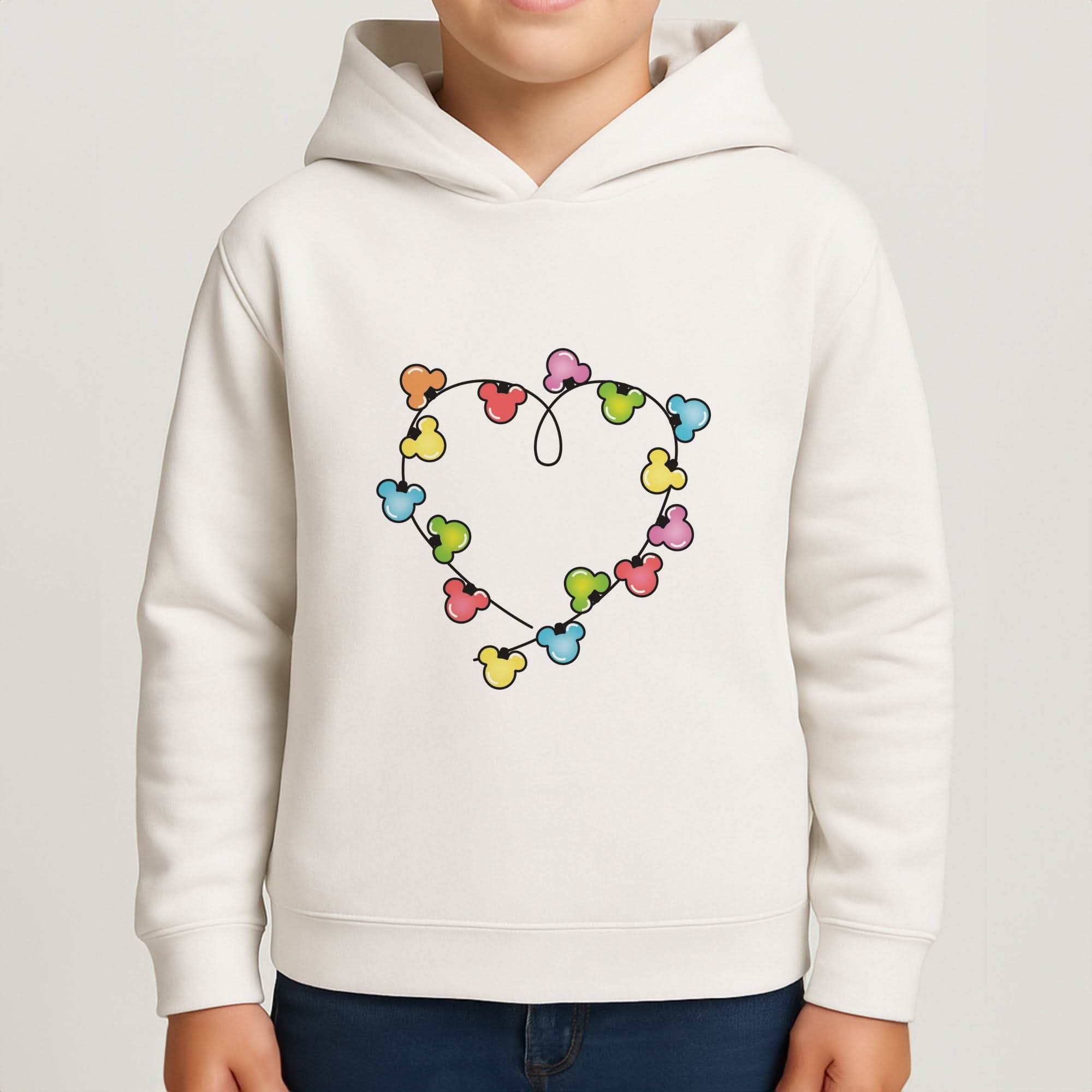 Cartoon Mouse Christmas Fairylights Heart Boys Hoodie