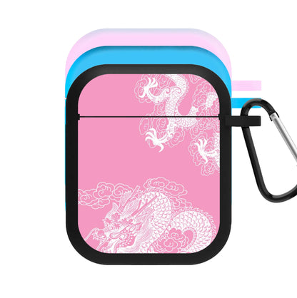 Pink Background Dragon AirPods Case