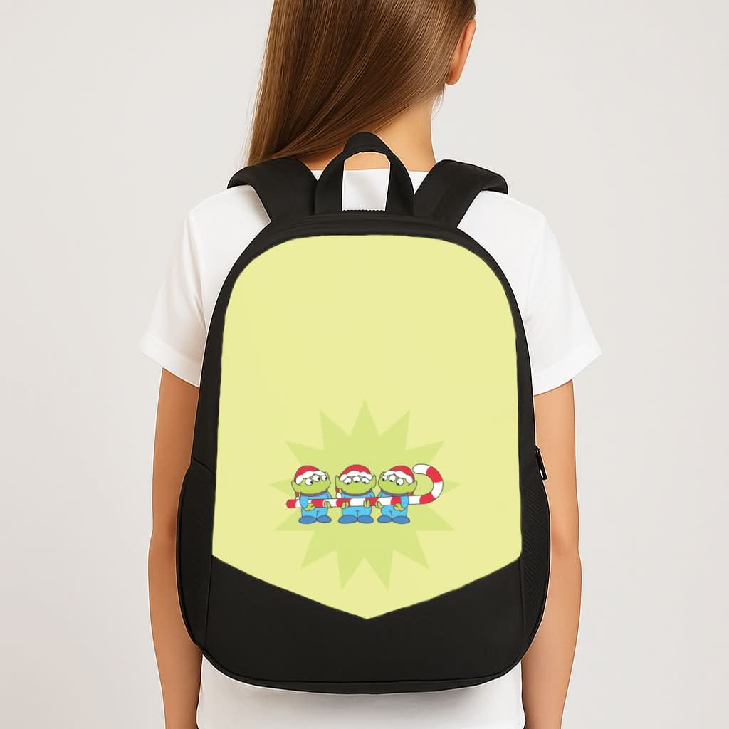 Cute Green Aliens Candycane School Bag