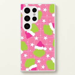Pink Green Creature Xmas Pattern Galaxy S24 Ultra Case