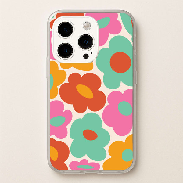 Abstract Trippy Retro Flowers iPhone 15 Pro Case