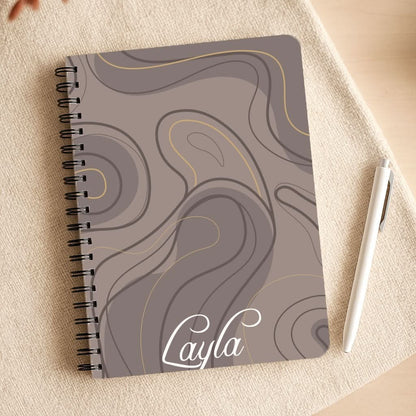 Brown Marble Waves Personalised Name Notepad