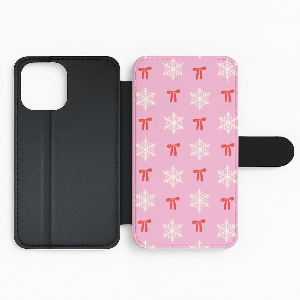 Coquette Bows And Snowflakes Pattern Flip Phone Case
