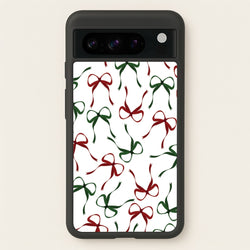 Red And Green Coquette Christmas Bows Pattern Google Pixel 8 Pro Case