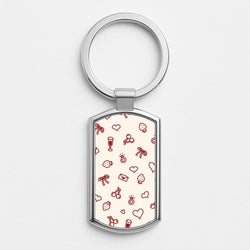 Valentines Doodles Silver Metal Keyring