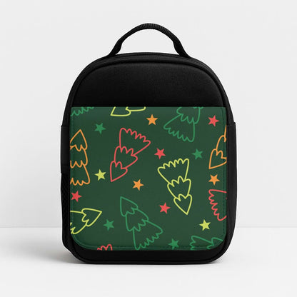 Colourful Christmas Tree Outlines Pattern Insulated Lunch Bag