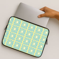 Square Abstract Flowers Blue MacBook Cover