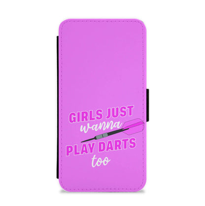 Girls Just Wanna Play Darts Too Flip / Wallet Phone Case