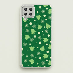 Cartoon Christmas Trees And Snowflakes Pattern Galaxy A12 Case
