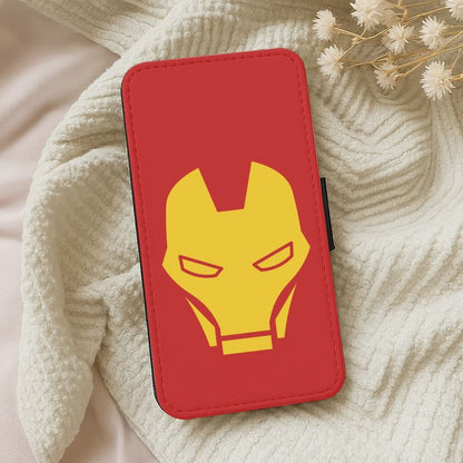 Red Robot Super Hero Face Leather Phone Case