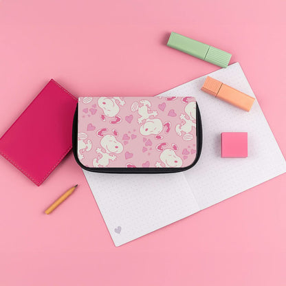 Cartoon Beagle Valentine Hearts Pattern Pencil Case