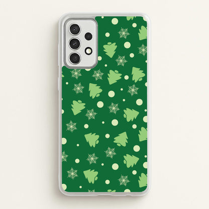 Cartoon Christmas Trees And Snowflakes Pattern Galaxy A52 / A52s Case