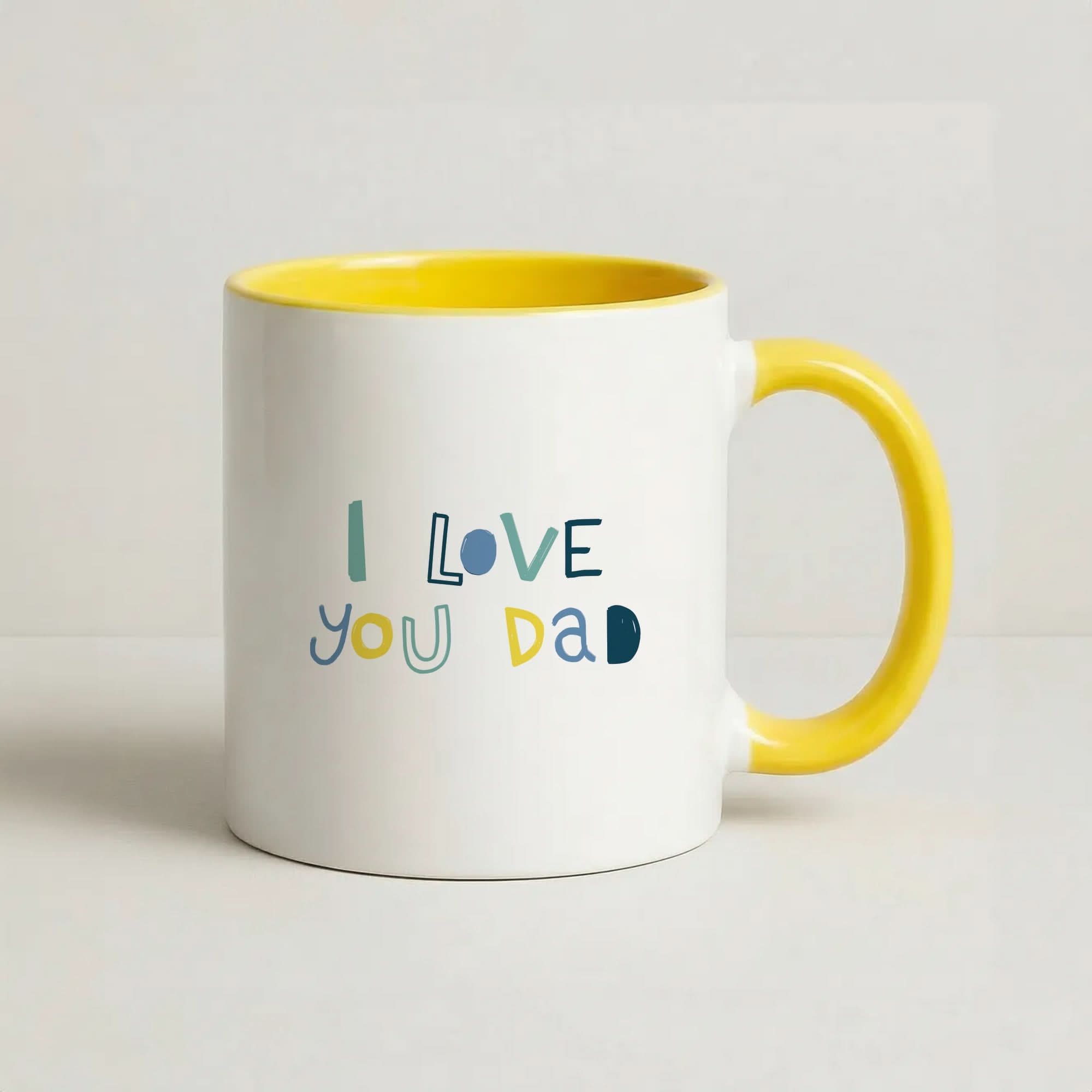 I Love You Dad Scribbles Yellow Mug
