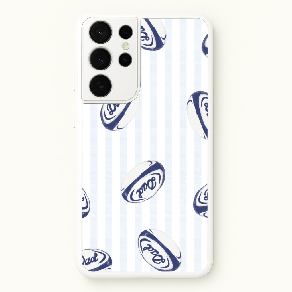 Dad Rugby Ball Pattern Galaxy S21 Ultra Case
