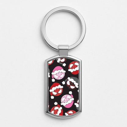 Spider Heroes Christmas Pattern Silver Metal Keyring
