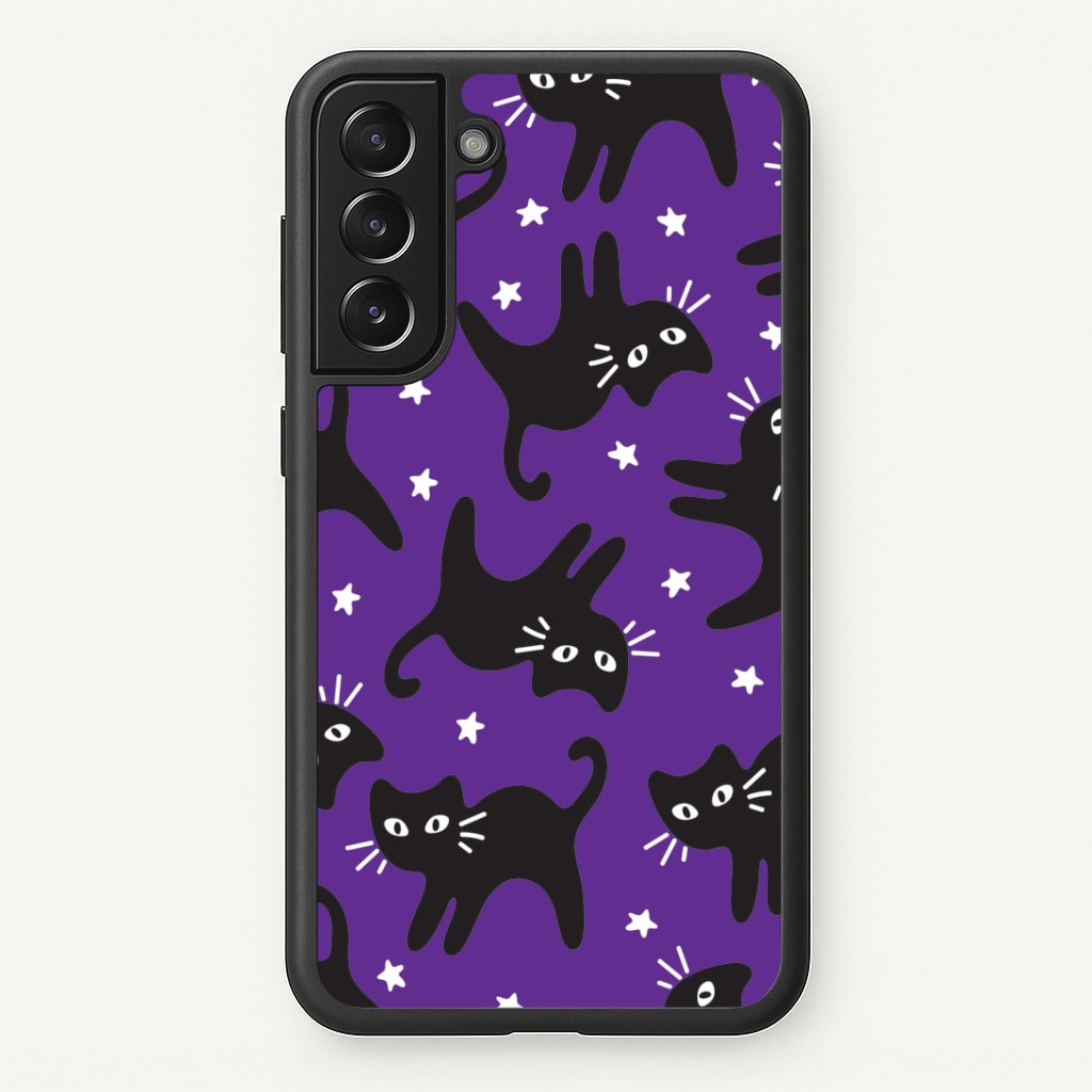 Cartoon Black Cats And Stars Pattern Galaxy S21 Plus Case
