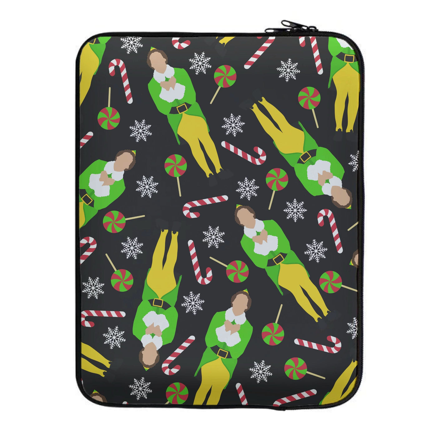 Elf Candy Cane Pattern Laptop Sleeve