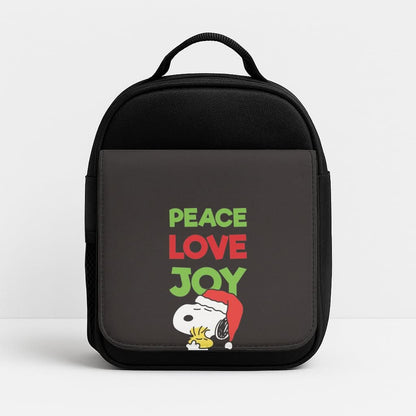 Peace, Love, Joy Christmas Cartoon Beagle Insulated Lunch Bag