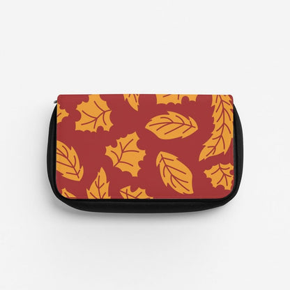 Orange Leaves Pattern Pencil Case