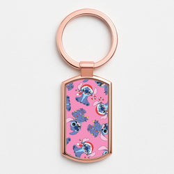 Christmas Cute Blue Alien Pattern Rose Gold Keyring