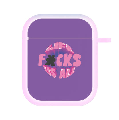 Life f'cks us all Purple AirPods Case