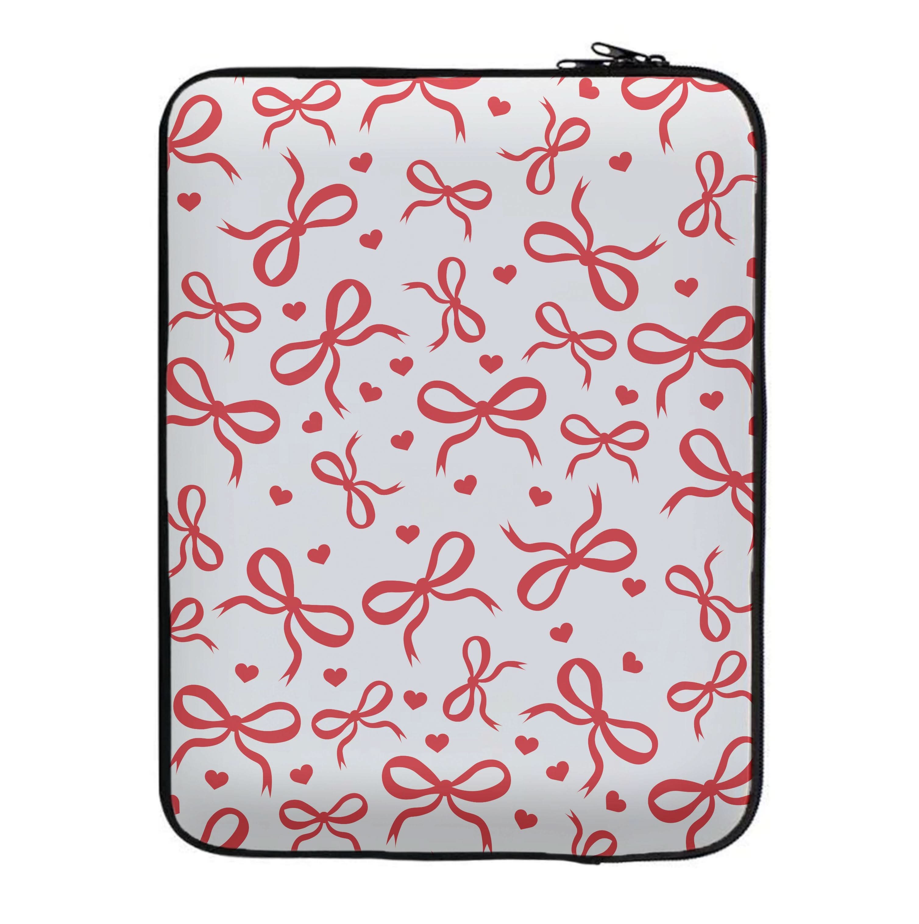 Coquette Bows And Hearts Red Laptop Sleeve