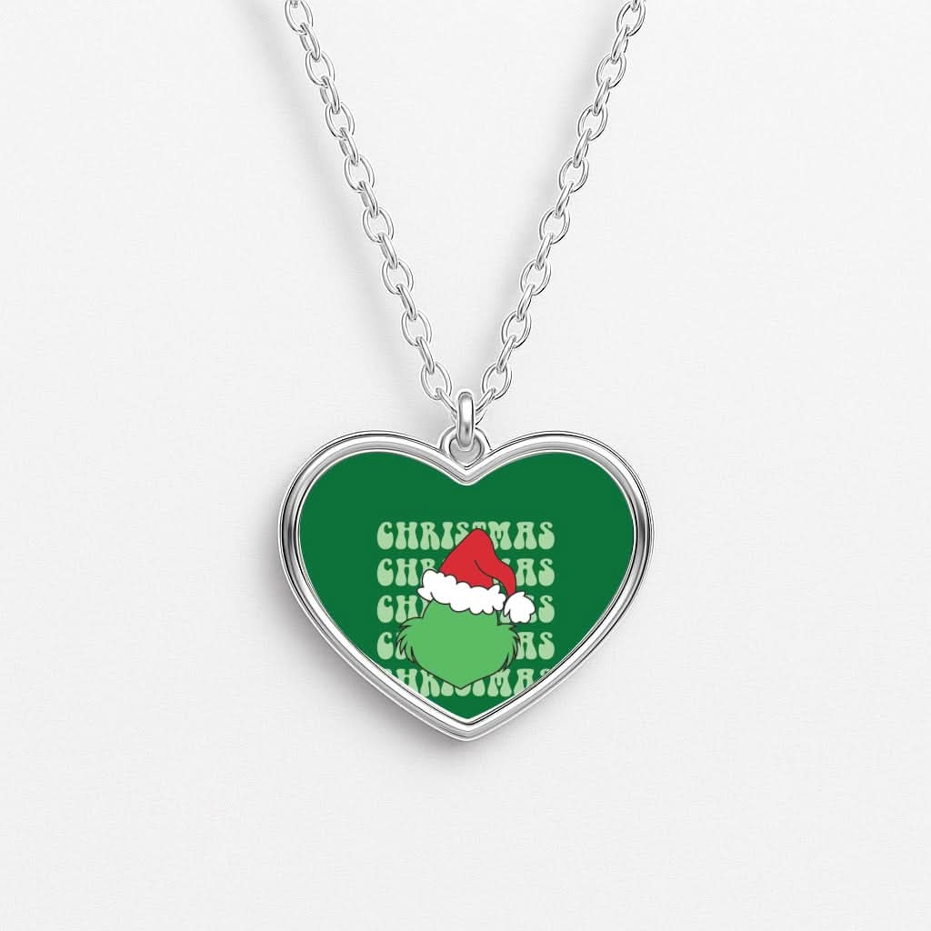 Green Creature Christmas Heart Necklace