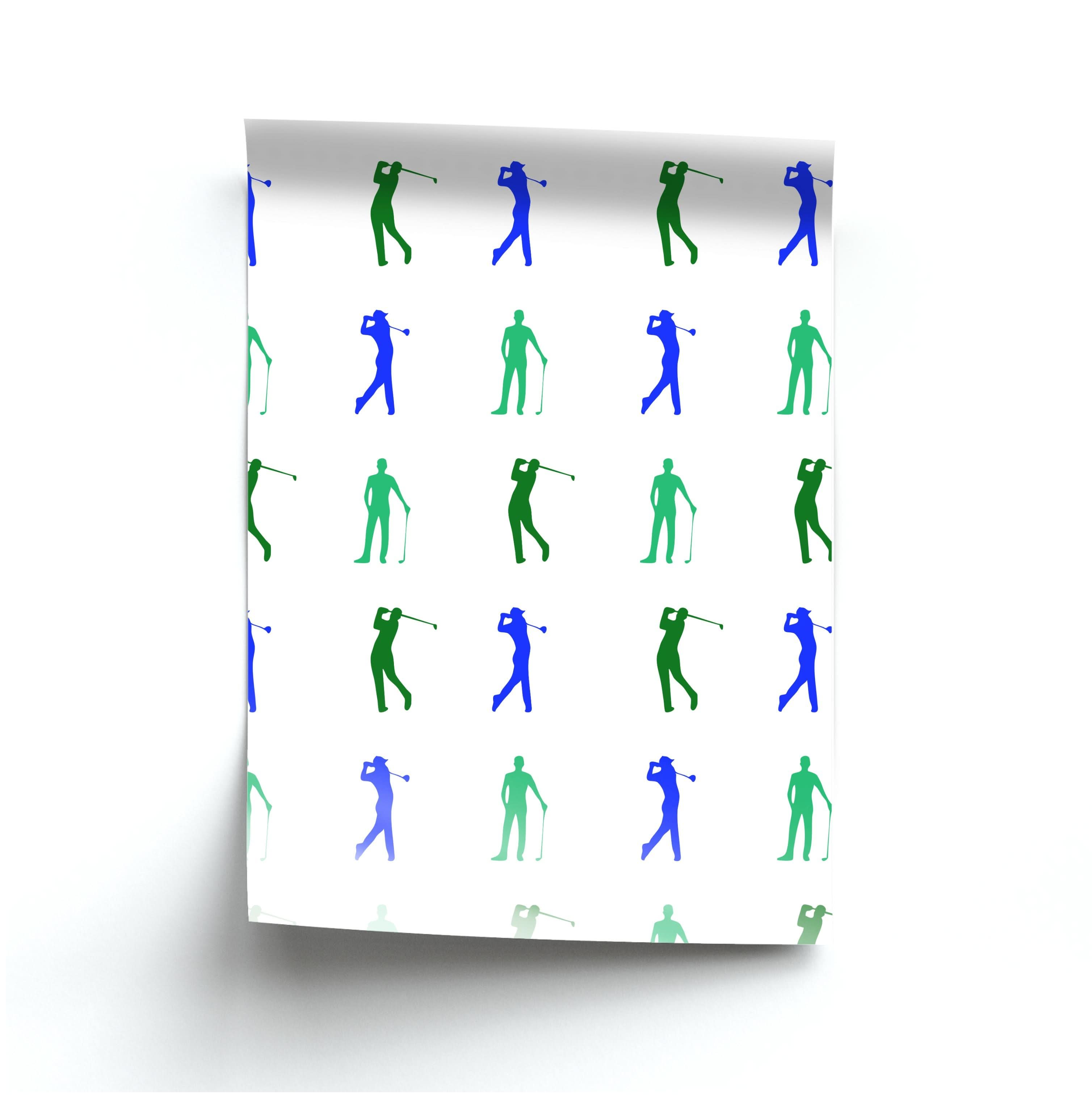 Golfer Silhouettes Pattern Poster