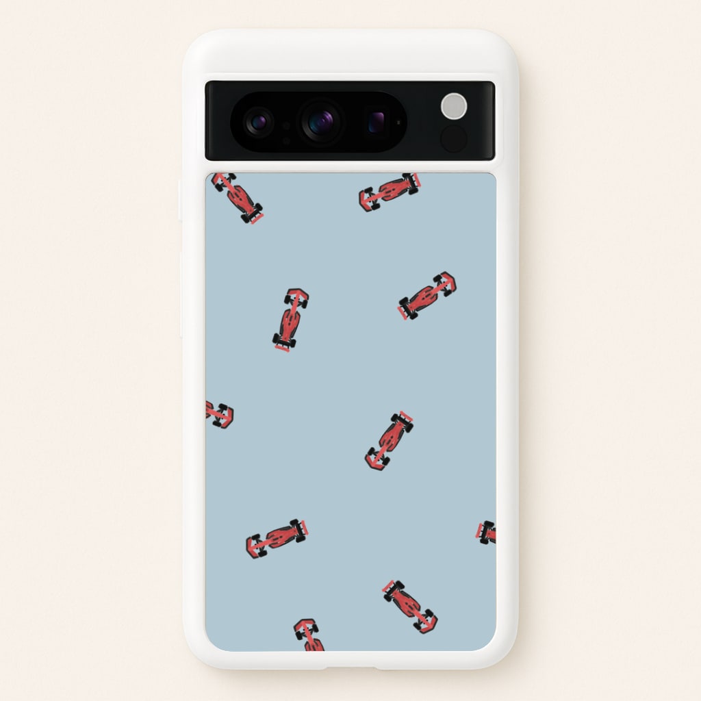 Race Cars Pattern Blue Google Pixel 8 Pro Case