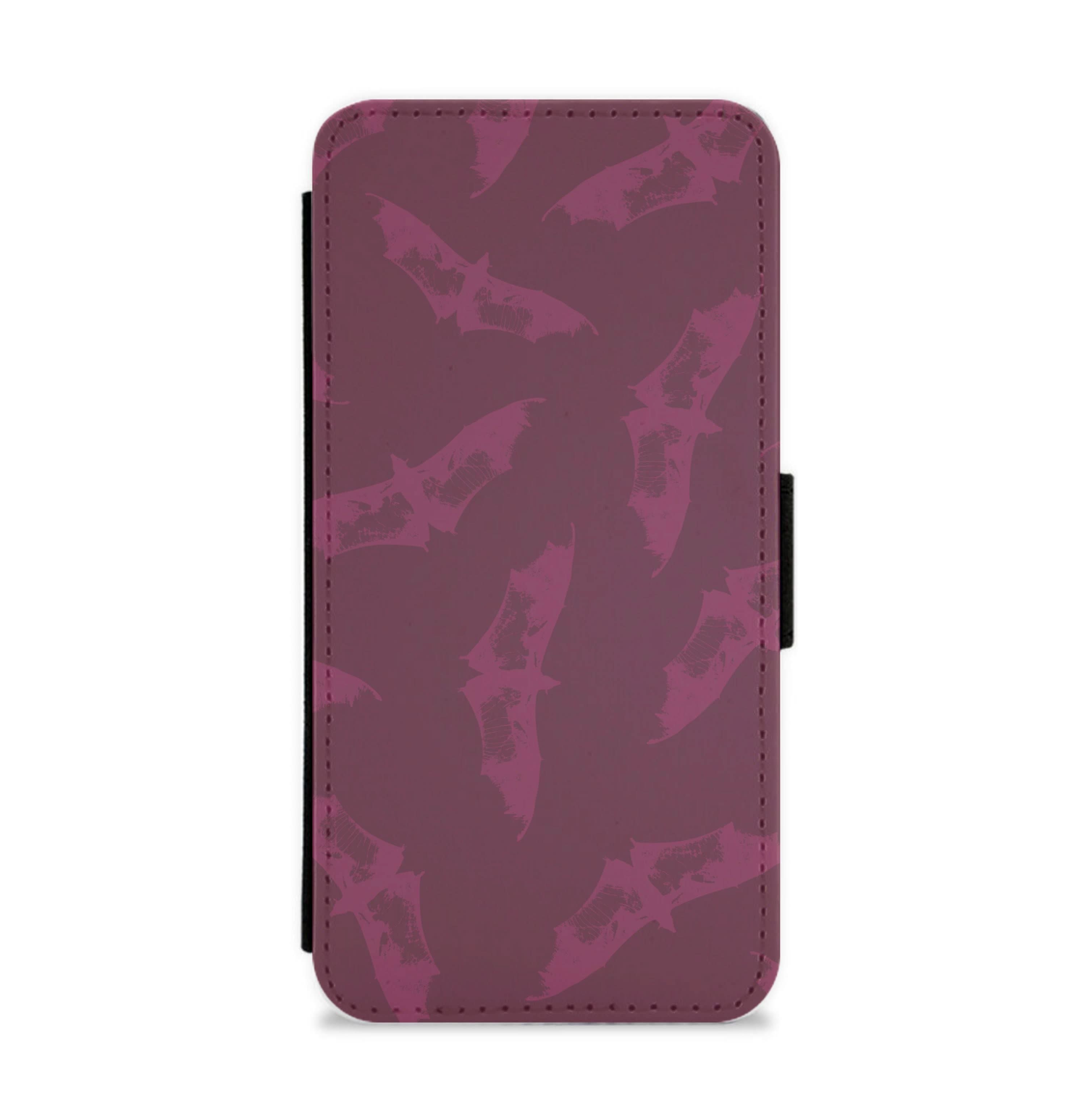 Dark Pink Bats Pattern Flip / Wallet Phone Case