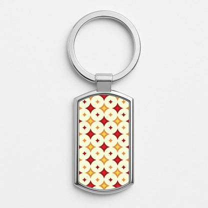 Geometric Christmas Stars Pattern Silver Metal Keyring