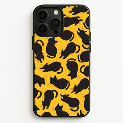 Black Cat Silhouettes Pattern iPhone 13 Pro Max Case
