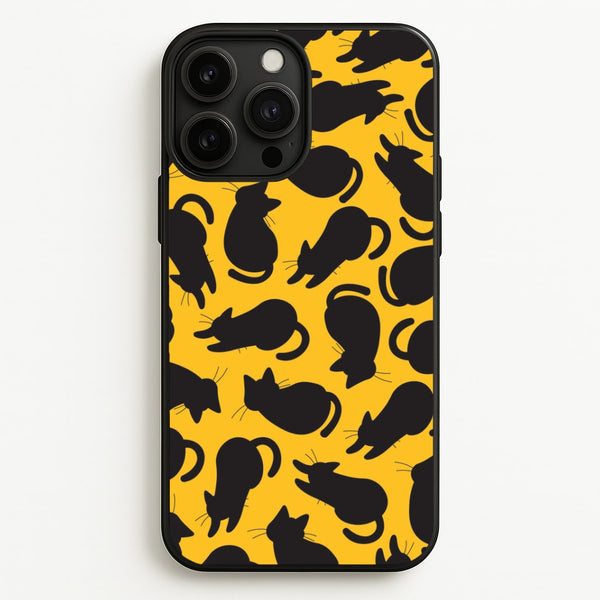Black Cat Silhouettes Pattern iPhone 13 Pro Max Case