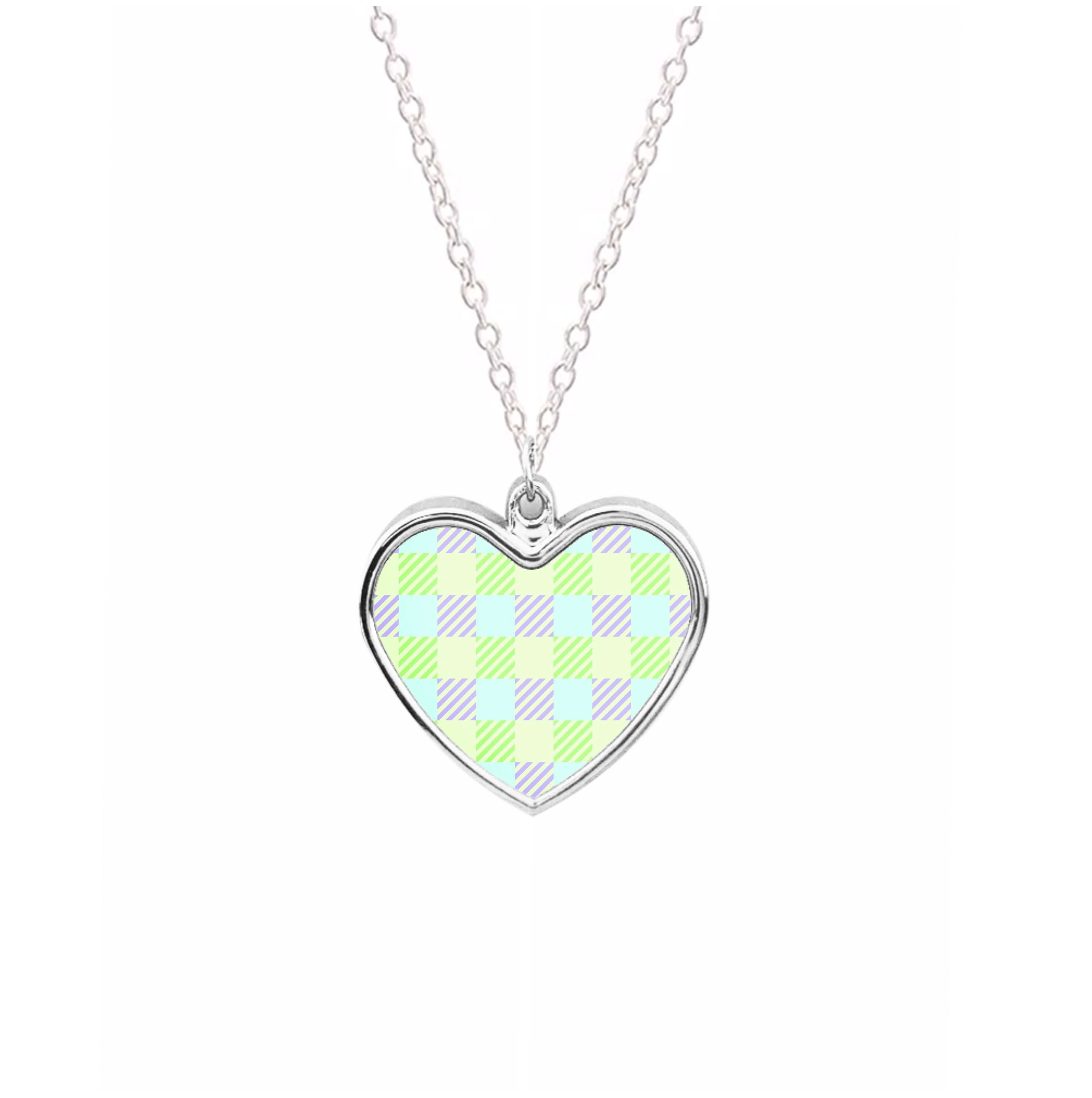 Green And Purple Checkered Necklace