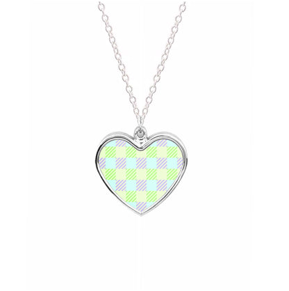 Green And Purple Checkered Necklace