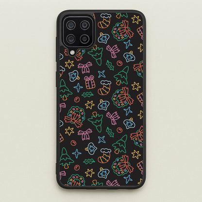 Neon Christmas Icons Pattern I Galaxy A12 Case