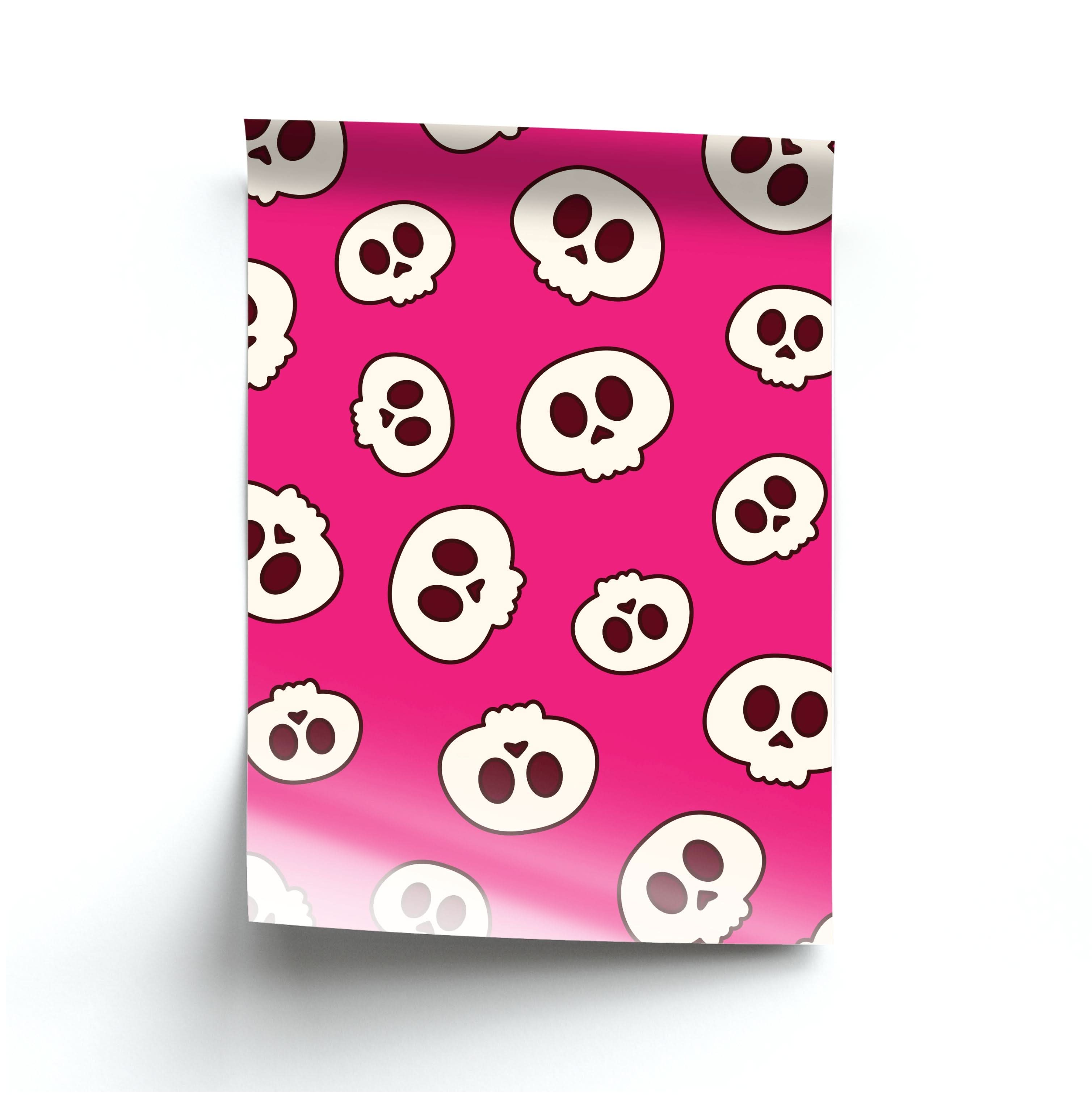 Pink Skulls Pattern Poster