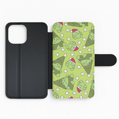 Christmas Frogs And Stars Plush Pattern Flip Phone Case