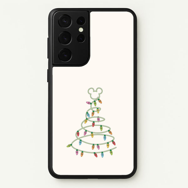 Cartoon Mouse Christmas Tree Lights Galaxy S21 Ultra Case