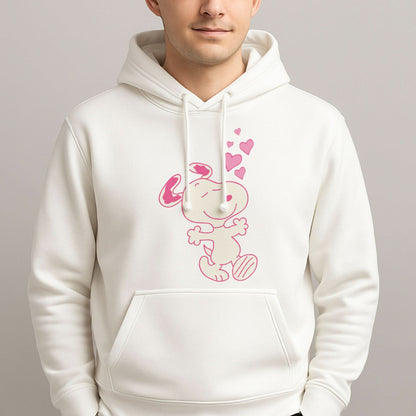 Cartoon Beagle Valentine Hearts Pattern Mens Hoodie