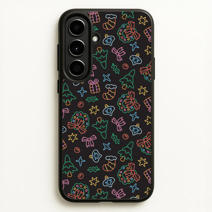 Neon Christmas Icons Pattern I Galaxy A56 Case