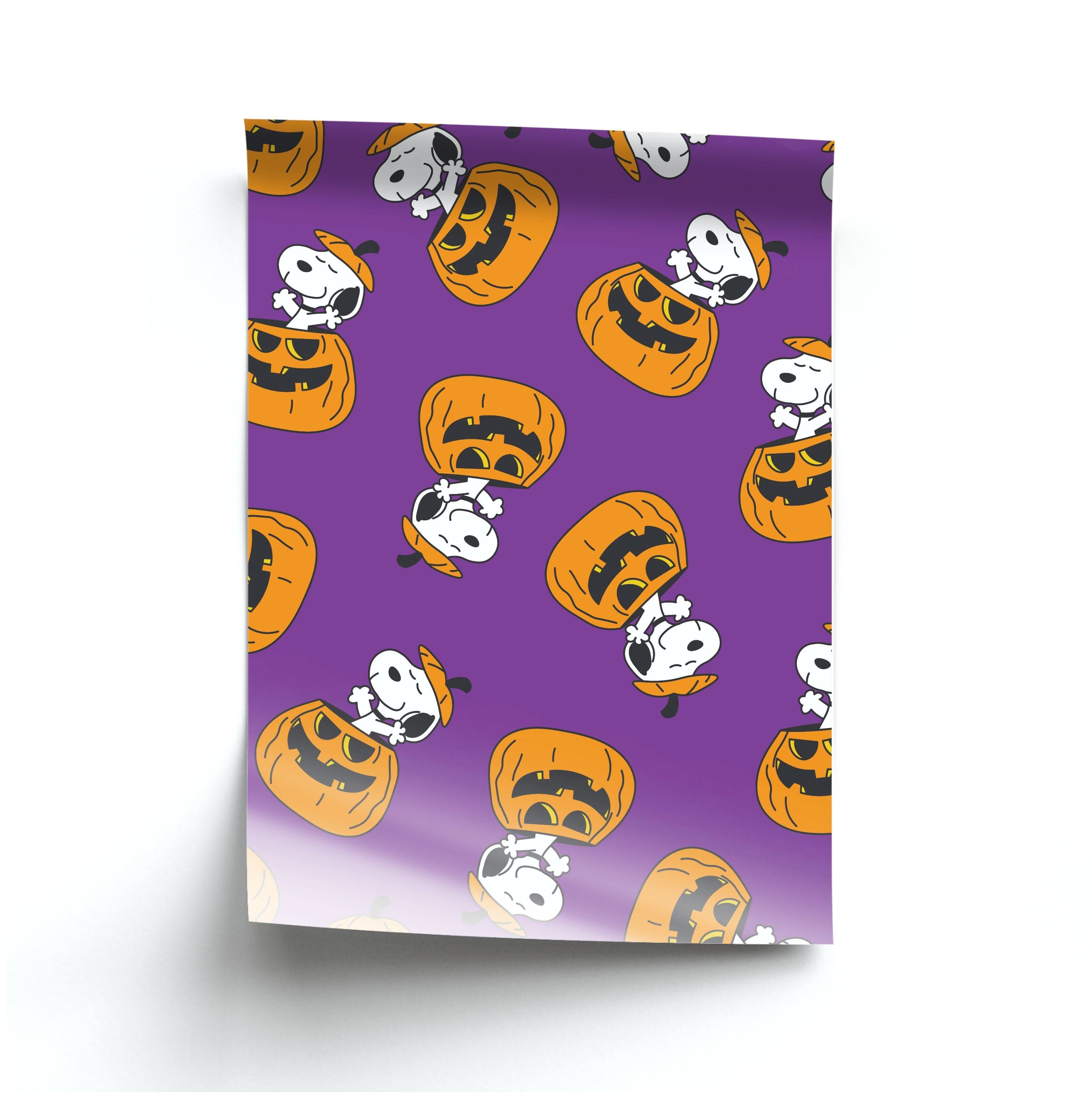 Cartoon Beagle Pumpkin Pattern Poster