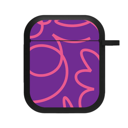 Pink Squiggles Abstract Pattern AirPods Case