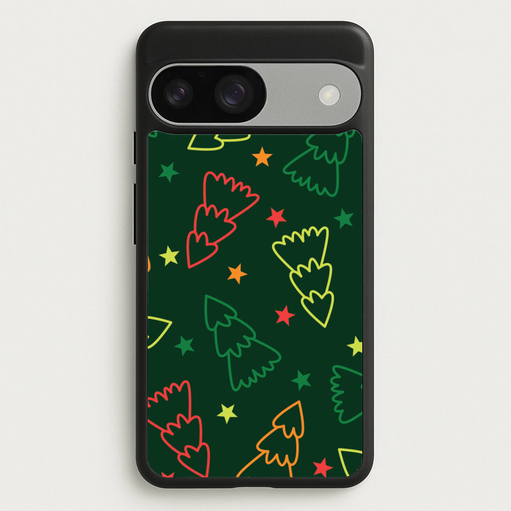 Colourful Christmas Tree Outlines Pattern Google Pixel 9 / 9 Pro Case