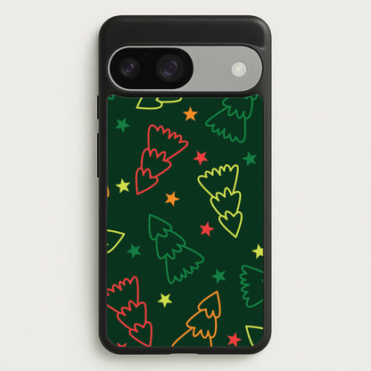 Colourful Christmas Tree Outlines Pattern Google Pixel 9 / 9 Pro Case